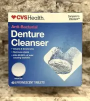 CVS Health Anti-Bacterial Denture Cleanser~40 Each Effervescent Tablets Exp 7/25
