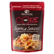 Wellness Core Simply Shreds Chicken, Beef & Carrots Wet Dog Food - 79g Red