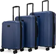 [Badgley Mischka] Evalyn 3 Piece Expandable Luggage Set, Navy, 3-Piece Set, Luxury Stylish 3 Piece Luggage Set