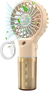 Portable Fan with Mist - Small Misting Fan,Portable Handheld Misting Fan, Rechargeable Personal Mister Fan with 4 Speed for Travel Outdoors