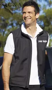 Men's Soft Shell Vest Jacket + Left Hand Chest 1 Customised Embroidery Logo New