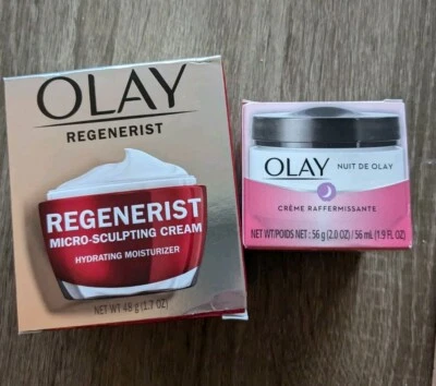 Olay Bundle: Regenerist Micro-Sculpting Cream 1.7oz, Firming Night Cream 1.9oz