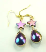 Briolette & Star Hematite Drop Dangle Earrings Handmade Jewelry