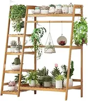 Plant Display Stand Plant Rack Indoor Outdoor Plant Trellis for Multiple Plants Bamboo Plant Holder 5 Tiered Creative Flower Stand and for Living Room Balcony Patio Plant Ladder Frame Hangab