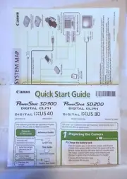 Canon Powershot SD200 SD300 Digital Elph Quick Start Guide & System Map New