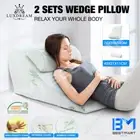 2PCS Bed Wedge Pillow Set Memory Foam Headrest Back Neck Body Support Cushion
