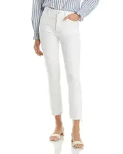 Paige Cindy High Rise Ankle Straight Jeans in White Noise
