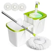 Small Spin Mop,Mop and Bucket Set,Microfiber Spin Mops with Bucket White+green