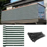 35in Balcony Fence Screen Privacy Deck Yard Garden Patio Shade Cover Greenstripe