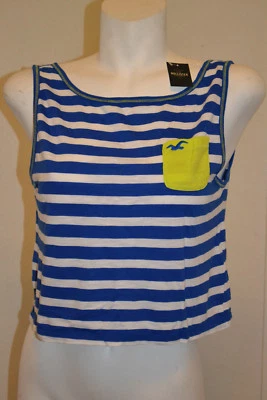 Hollister Bettys New Jetty Tank Easy Fit Blue Stripe Small S Medium M