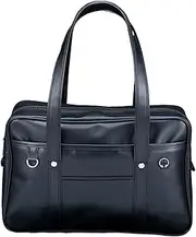 Generic Lightweight Japanese Handbag for Student Uniform Laptop Waterproof PU Leather Duffle Lightweight and Portable School Bag, Black