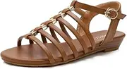 [XUEMML] Women's Cute Open Toes Summer Flat Sandals， Ladies Sandals Summer Beach Flip Flops Thongs，Boho Slingback Casual Vacation Walking Shoes (Color : Brown, Size : 39 EU)