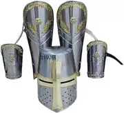 Medieval Crusader Halloween Templar Knight Helmet W/Arm Guards and Leg Guards