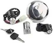 Pexorin Motorcycle Gas Fuel Tank Cap Lock Keys Ignition Switch Set, for CBT125 Motorcycle Ignition Switch