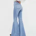Women Denim Flare Jeans Bootcut Trousers Bell Bottom Pants Fit Stretch Vintage