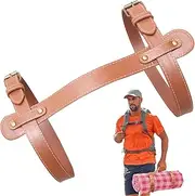 Blanket Straps - Heavy Duty PU Leather Picnic Blanket Strap with Handle | Adjustable Yoga Mat Carrying Belt, Cowboy Bed Roll Carrier for Hiking Camping Picnics Motorcycle
