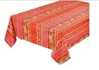 LE CLUNY, OLIVES & MIMOSAS, RED, FRENCH COATED COTTON TABLECLOTH, 60" x 84"