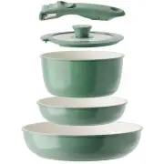 Ceramic Cookware Set, Removable Handle Pots and Pans Non-Stick, Rv Cookware S...