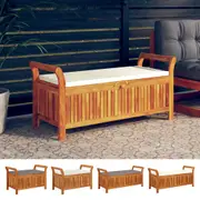 Garden Storage Bench with Cushion Outdoor Furniture Solid Wood Acacia vidaXL