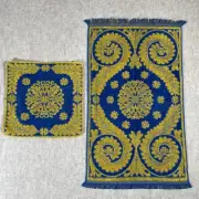 VTG Sears All Cotton Hand Towel & Washcloth Royal Blue & Golden Yellow NOS MCM