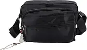 [Baxnore] Nylon Fabric Messenger Bag, Watertight Men Pack, Men Shoulder Bag, Adjustable Strap Shoulder Backpack, Multipurpose Sling Bag for Commuting (Black)