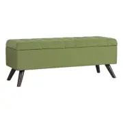 HomePop 18.5" Modern Fabric & Wood Tufted Storage Bench in Olive Green