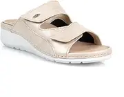[BATZ] Trudi Leather Shoes Sandals Clog Mules Comfort Shoes Slippers Women, beige, 9 AU