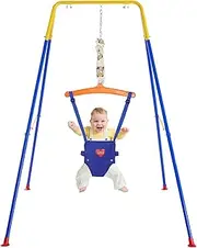 Baby Jumper with Stand, Toddler Swing Set forIndoor/Outdoor Play, Jolly Jumper for Baby 6-24 Months,Baby Jumpers and Bouncers with Adjustable Chain,Easy to Assemble & Store