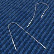 Solid 925 Sterling Silver Spiga Chain Threader Earrings