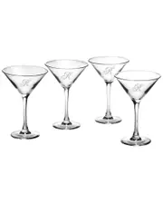Susquehanna Glass Monogrammed Set of Four Champlain Martini Glass Monogrammedes, (A-Z)