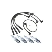 Bosch 4 Spark Plugs+Lead Kit for BMW 318i E21 1.8L M10B18B M10B18F I4 72KW 80-83