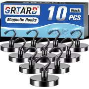 10Pack Heavy Duty Magnetic Hooks 110lbs, Strong Black Magnetic Hooks for Hang...