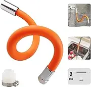 Faucet Extension Tube,360 Degree Rotatable Extender Hose,Bendable/Shapable/Flexible Water Tap Pipe,Splash Proof Foaming Mouth,Kitchen/Bathroom/Garden Tool,Copper Connector/Adapter,Black(19.7in/50cm)