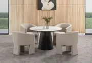 THANOS 5 Piece Ceramic Dining Suite with Alicante Dining Chairs.