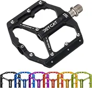 [JETCAT] Mountain Bike Pedals Flat - MTB Pedals Flat, Bicycle Pedals, Road Bike Pedals, BMX Pedals, for BMX MTN Road Gravel EBike, Specialized Parts, Adults, Aluminum Metal Stamp 9/16" Black