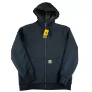 NEW Carhartt Rain Defender Sherpa Lined Full Zip Hoodie Jacket Men's Medium Blue