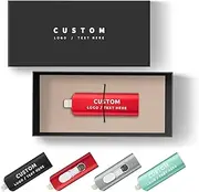Custom OTG USB Flash Drive, 50 Pack Personalized 3-in-1 Versatile USB 3.0 Memory Stick Thumb Drive, Ideal for Business Events, Corporate Gifts and Promotional Giveaways (16 GB,with Gift Box)