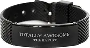 [Generic] Therapist Black Shark Mesh Bracelet - Totally awesome Gifts for Him or Her, Small, Silver Plated Zinc, Cubic Zirconia