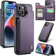 ELEPIK for iPhone 14 Plus Case with Card Holder, Kickstand [5 Card/Cash Holder] [for Women & Men] [Durable PU Leather] Magnetic Wallet Phone Cover for iPhone 14 Plus, Fashion Purple