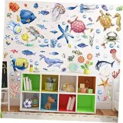 104 pcs Colorful Under The Sea Wall Decals，Removable Ocean Themed Wall