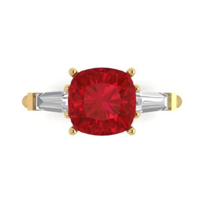 3Ct Cushion Cut Ruby VVS1 Solid 14K/18K Gold Engagement Promise Statement Ring
