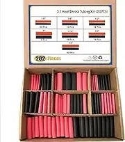 202 PCS Wire Heat Shrink Tubing Kit Adhesive Lined, 3:1 Ratio, Waterproof, Insulation Tube, Marine Grade, Industrial Electrical Tube Cable Wrap(Black Red)