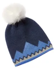 Hannah Rose Mountain Intarsia Pom Pom Cashmere Hat