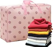 Quilt Storage Bags with Zipper | Clothes Organizer | Bedroom Organizer Storage Bag Foldable Space-Saving Handbags with Zipper for Clothes Blanket Comforter Bedding