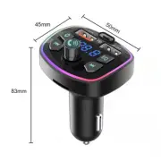 Car Bluetooth 5.0 Charger FM Transmitter 18W Type-C Dual USB Cigarette Lighter