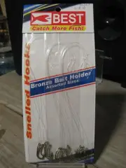 24 Best Snelled Baitholder Fishhooks - 8 Each Size 6, 8, 10 Bronze Fish Hooks