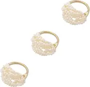 [Holibanna] Layered Pearl Ring Bracelets Turquoise Rings Gold Necklace Emerald Jewelry Diamond The Ring Nail Decor Nail Jewels Decorative Finger Ring Finger Ornaments Man-made Pearl