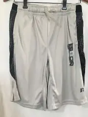New Russell Boy Core Short Gray Dri-power 360 Reflective Confort Waist Athletic