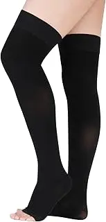 Lin Performance 15-20 mmHg Medical Compression Stockings for Men and Women, Thigh High, Open Toe