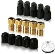 Brass Presta Valve Adaptor (Pack of 5 with 10 Caps), Convert Presta to Schrader for all types of Bikes, e-Bikes, and e-Scooters, Inflate Tire Using Standard Pump or Air Compressor
